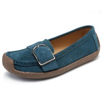 Women Metal Decor Suede Comfy Non Slip Soft Sole Casual Flats Loafers