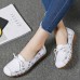 Women Bowknot Flowers Printing Comfy Non Slip Soft Sole Casual Leather Loafers