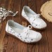 Women Bowknot Flowers Printing Comfy Non Slip Soft Sole Casual Leather Loafers