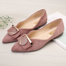 Women's Button-detailed Suede Pointy Toe Flats