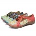 LOSTISY Flower Pattern Elastic Band Round Toe Splicing Retro Casual Flats