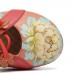 LOSTISY Flower Pattern Elastic Band Round Toe Splicing Retro Casual Flats