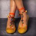 Exotic Style Embroidered Beaded Chain Yellow Casual Bohemia Flats