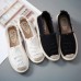 Women Straw Ripped Breathable Slip On Fisherman Flats Shoes