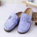 Women Casual Comfy Suede Large Size Round Toe Backless Flats