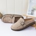 Women Casual Comfy Suede Large Size Round Toe Backless Flats