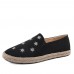 Women Casual Suede Round Toe Star Embroidered Espadrilles Fisherman's Flats Loafers