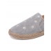 Women Casual Suede Round Toe Star Embroidered Espadrilles Fisherman's Flats Loafers