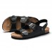 summer trend male cork beach clip feet couple leather sandals