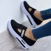 Large Size Women Letter Print Elastic Slip-On Comfy Breathable Mesh Comfy Platform Sneakers