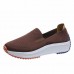 Plus Size Women Solid Breathable Knitted Rocker Sole Casual Walking Shoes